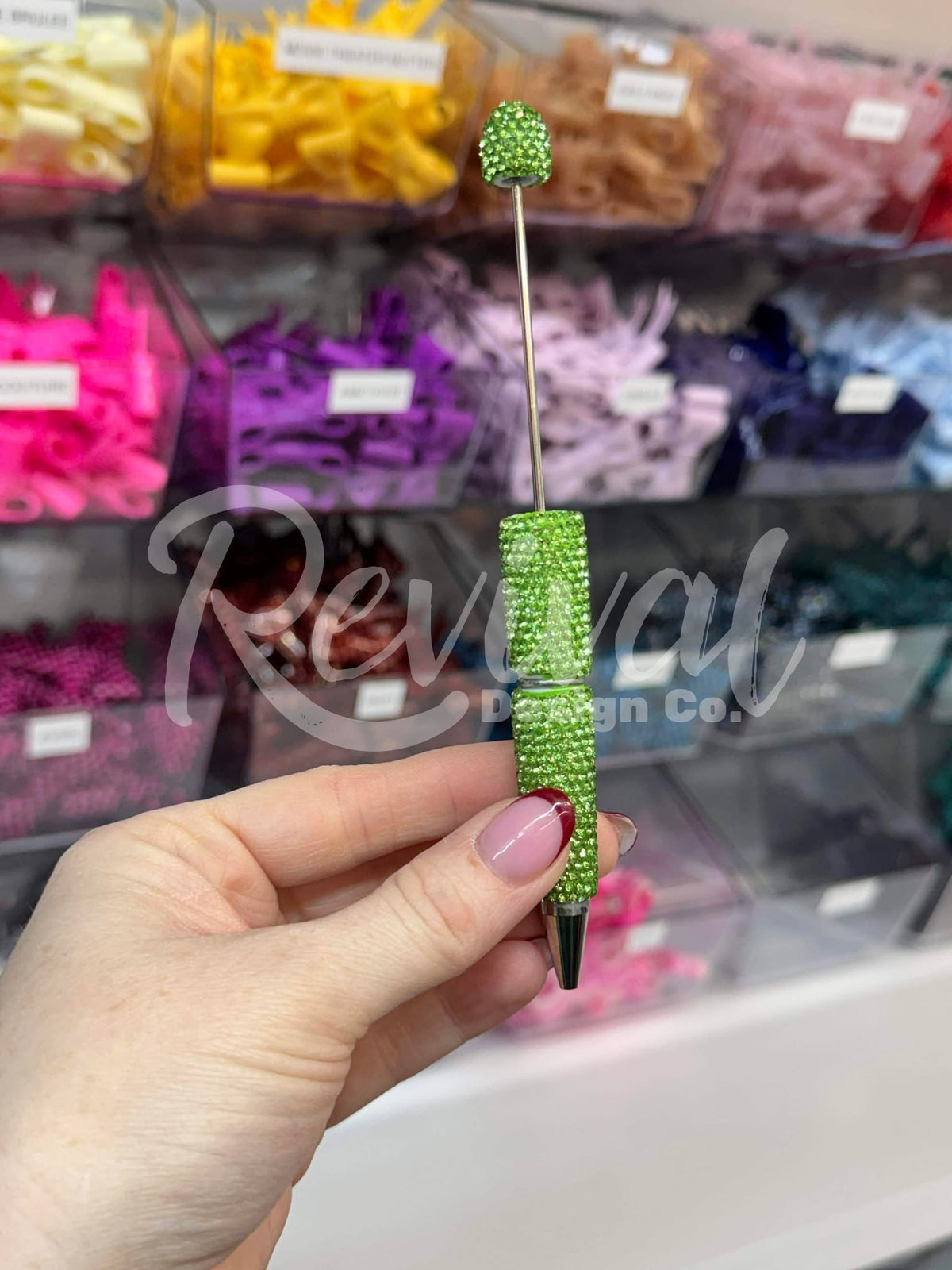 Rhinestone Beadable Pen - Lime