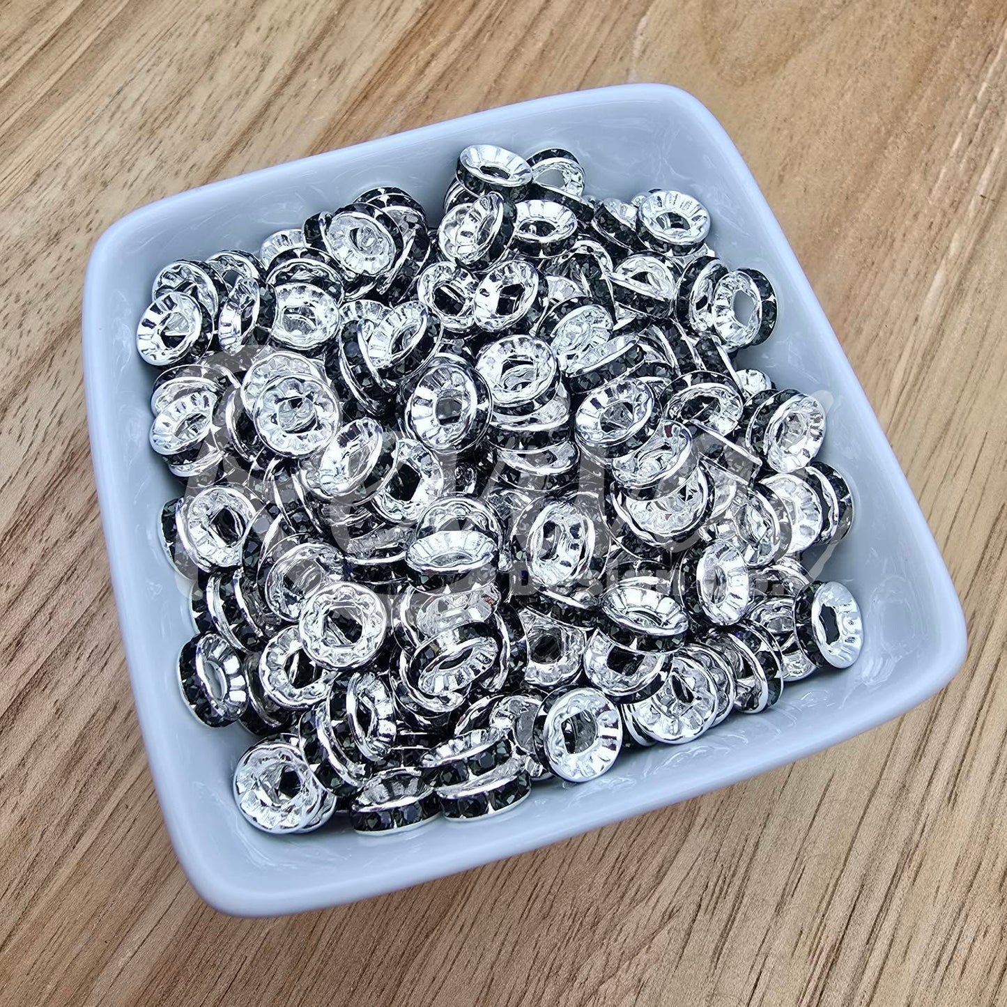LARGE HOLE 10mm Rhinestone Spacers - Raven