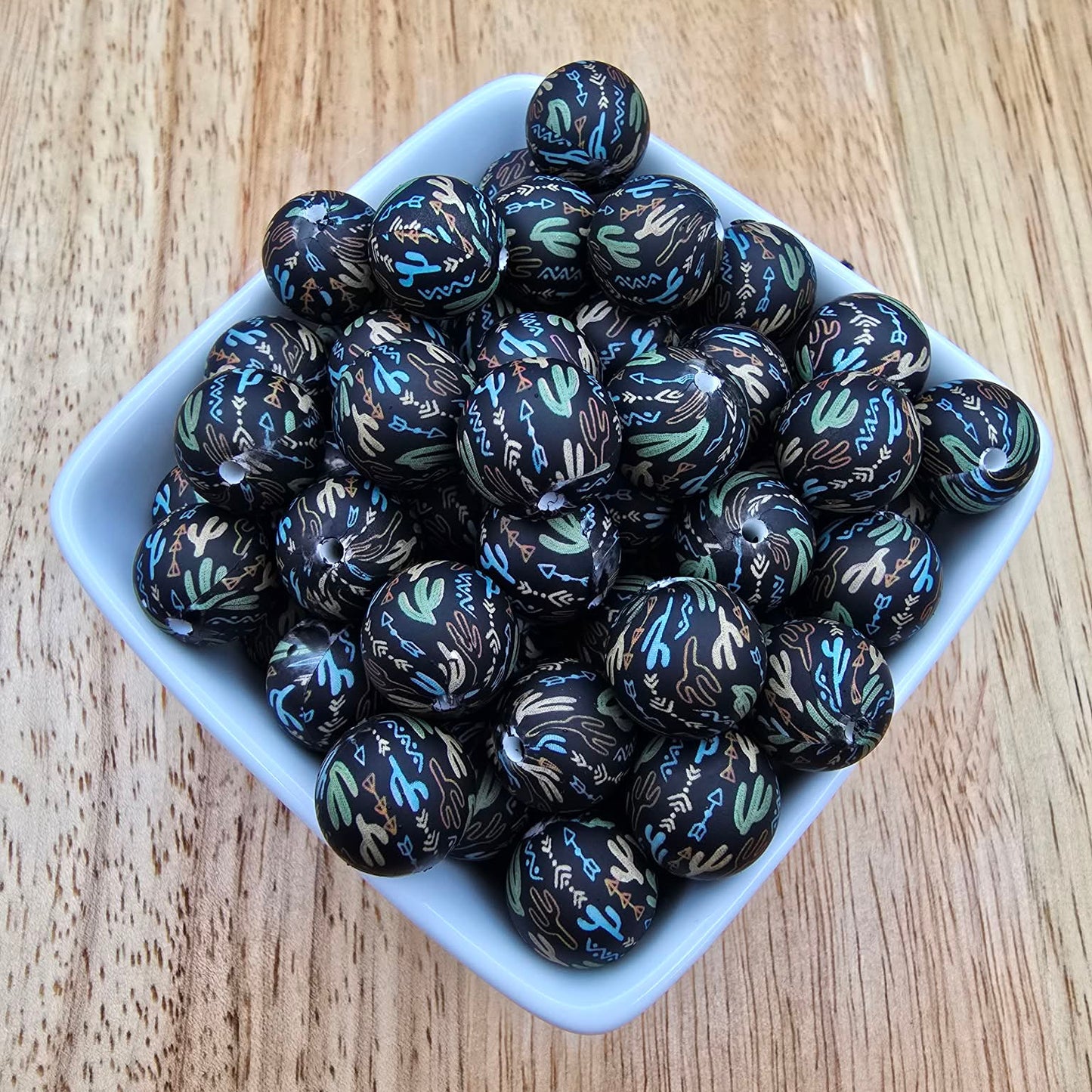15mm Patterned Silicone Bead - Western Boho