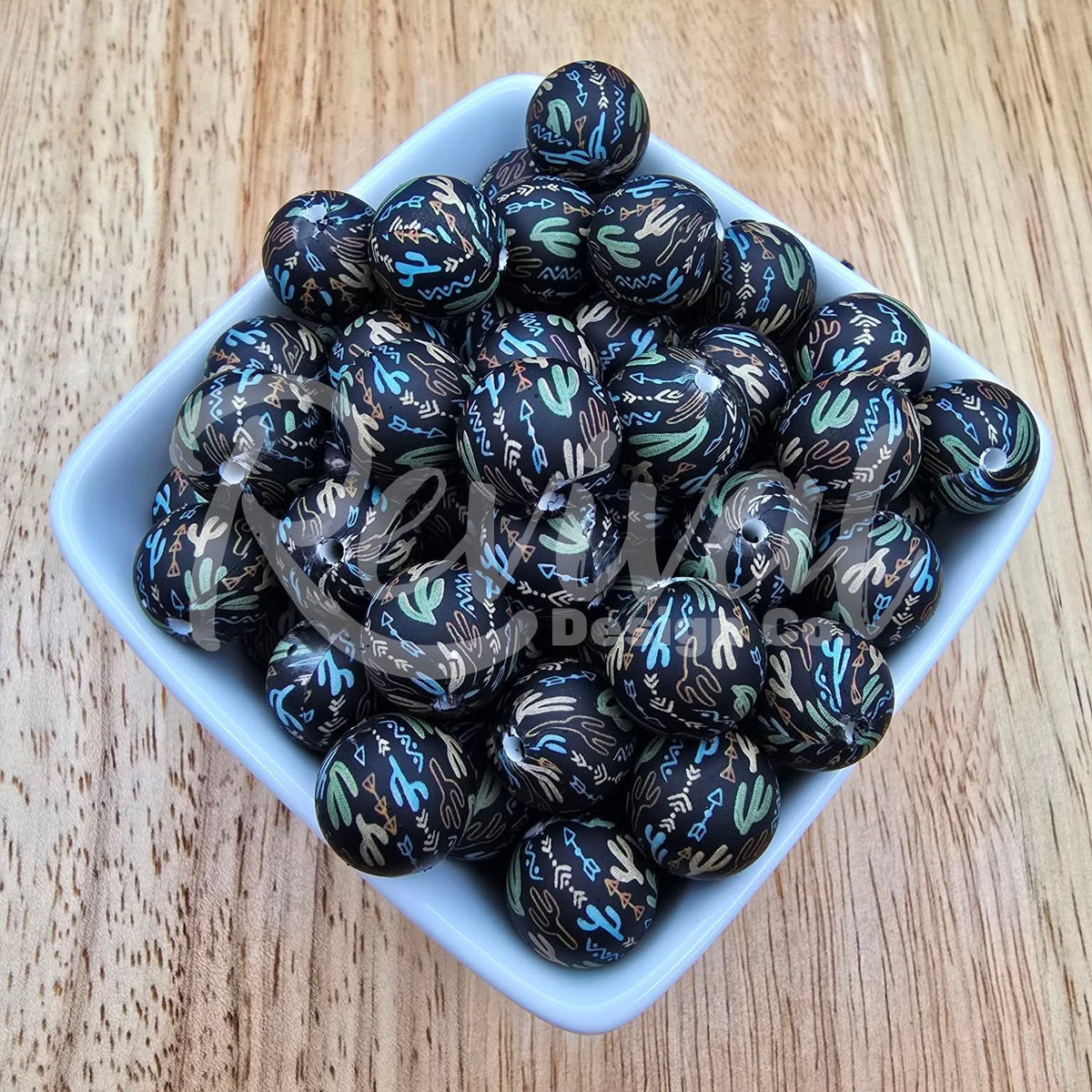 15mm Patterned Silicone Bead - Western Boho