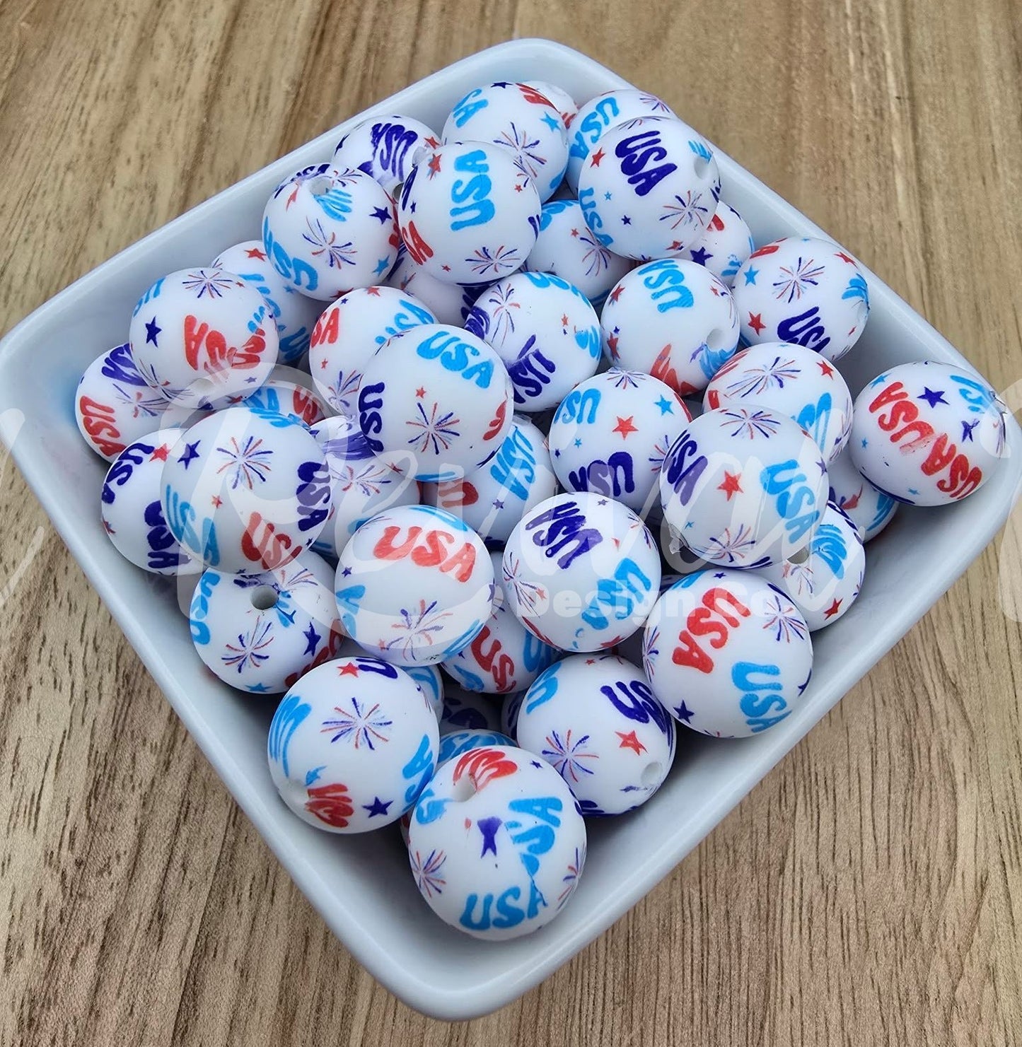 15mm Patterned Silicone Bead - USA