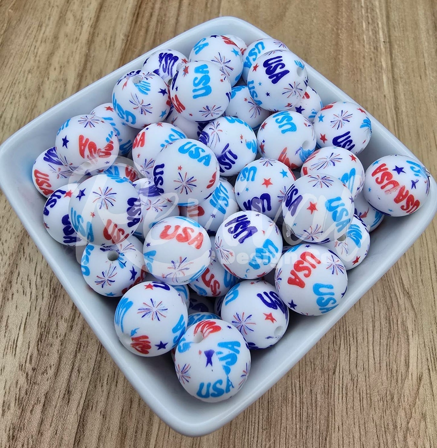 15mm Patterned Silicone Bead - USA