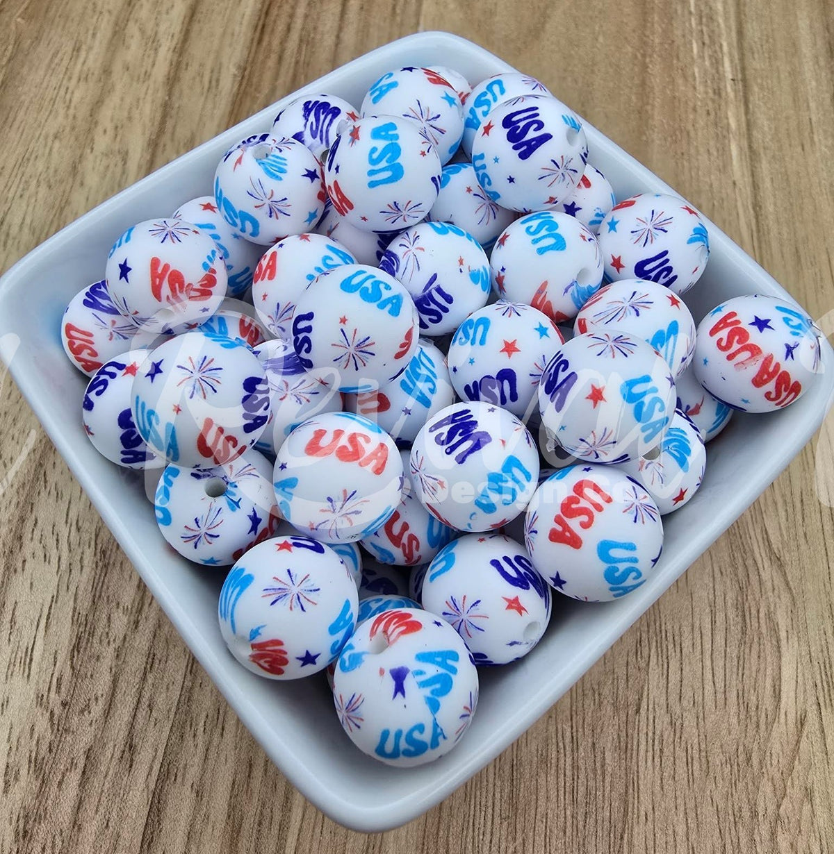 15mm Patterned Silicone Bead - USA