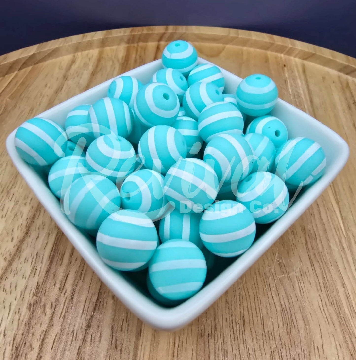 15mm Patterned Silicone Bead - Coastal