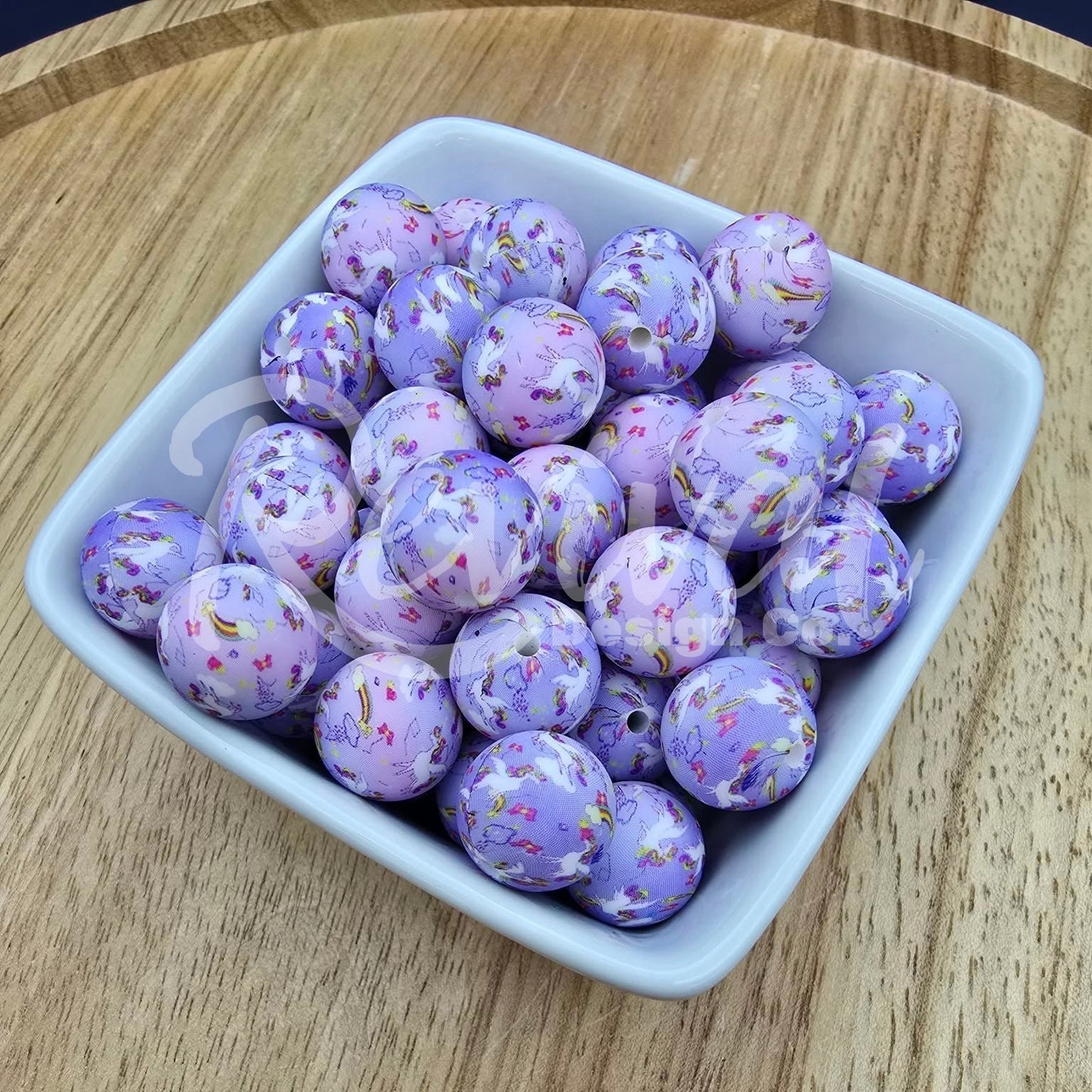 15mm Patterned Silicone Bead - Unicorn Farts