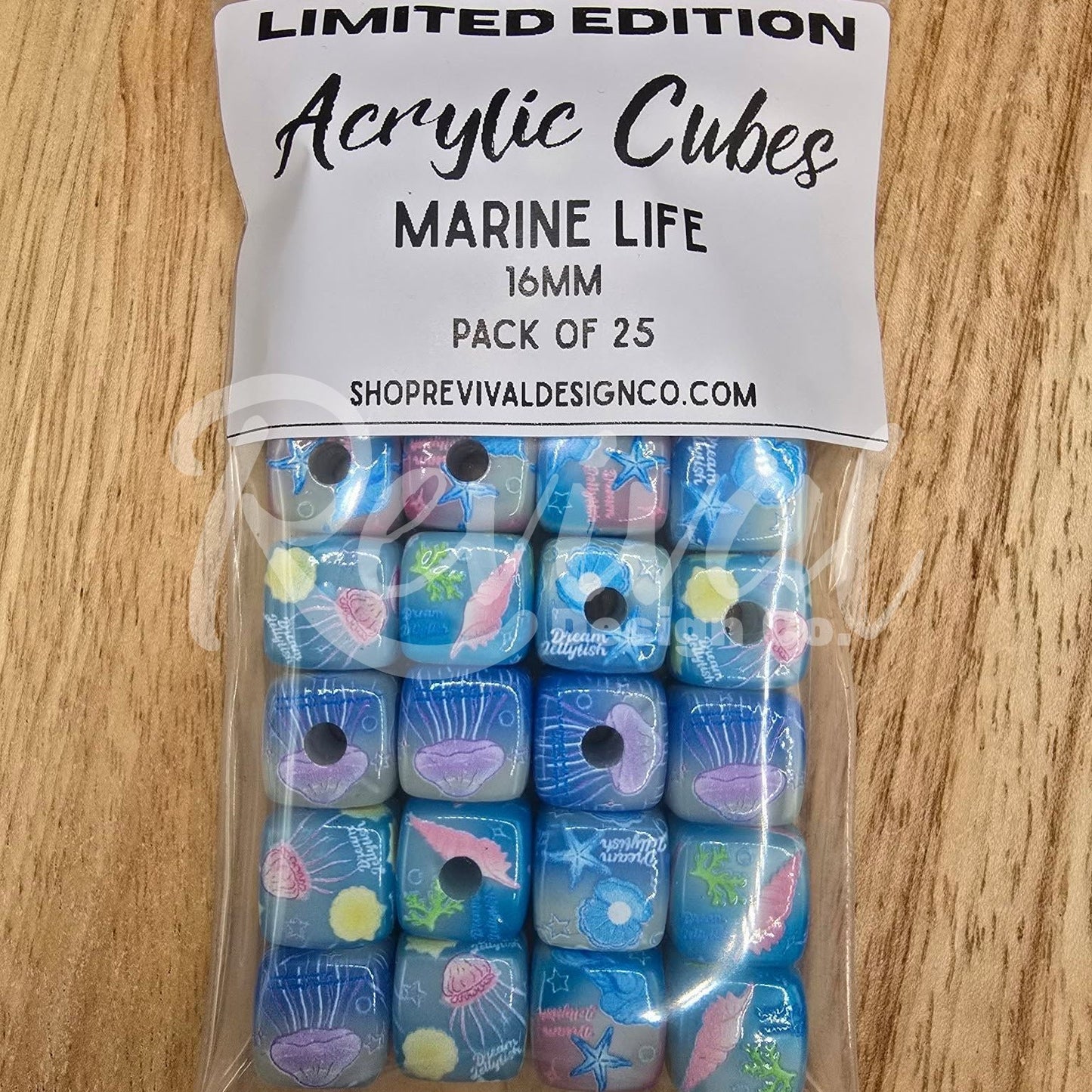 *LIMITED EDITION* Marine Life - 16mm Acrylic Cubes (Pack of 25)