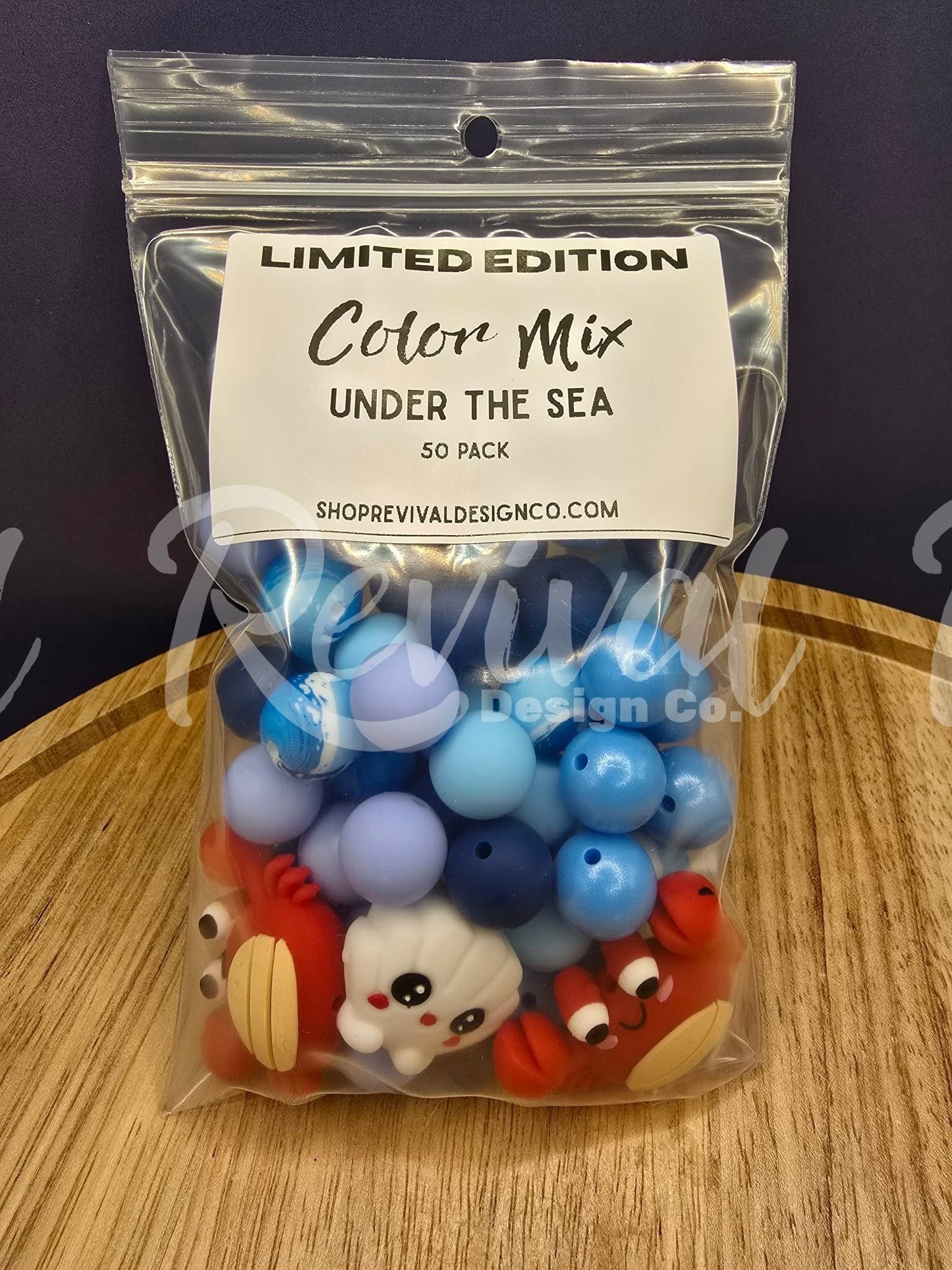 Under the Sea Color Mix - Focal & 15mm Silicone Beads - 50 Pack