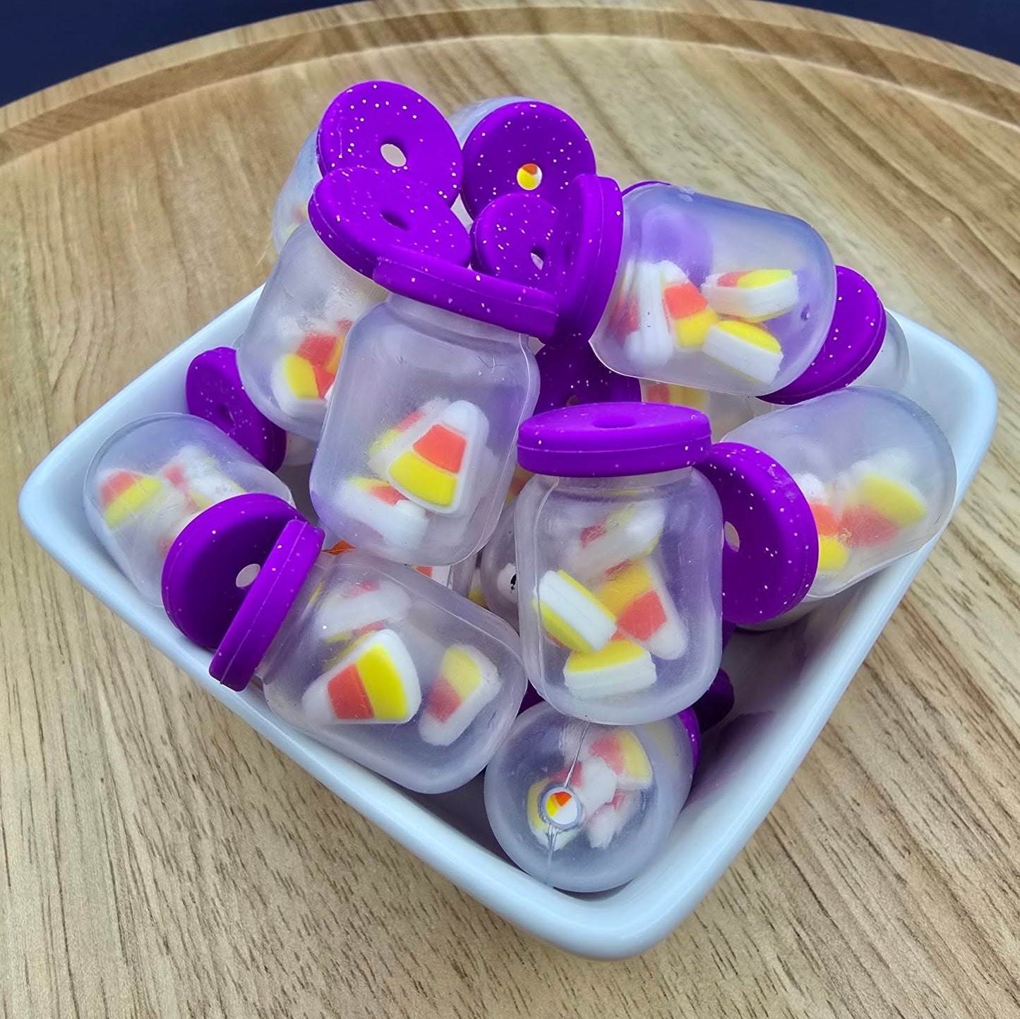 3D Candy Corn Jar - Silicone Focal Bead
