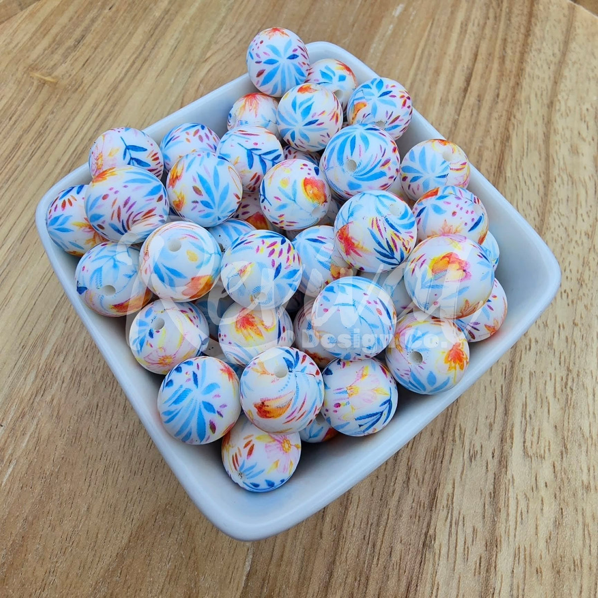 15mm Patterned Silicone Bead - Fall Oasis
