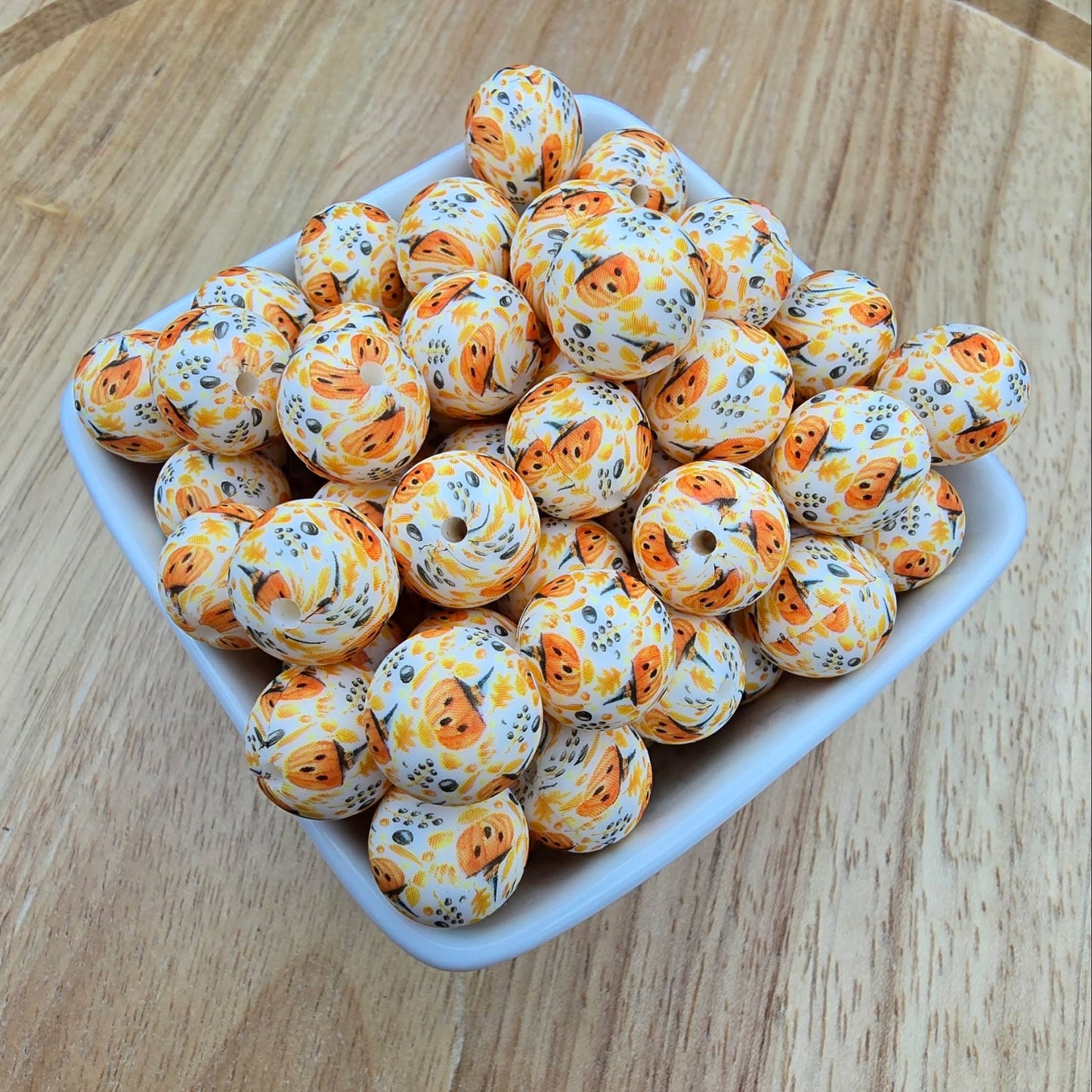 15mm Patterned Silicone Bead - Autumn Stroll