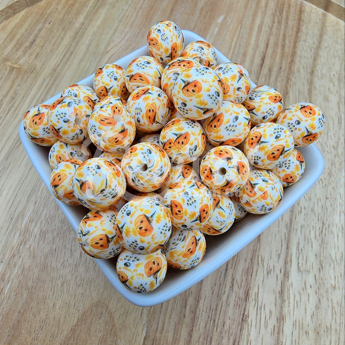 15mm Patterned Silicone Bead - Autumn Stroll