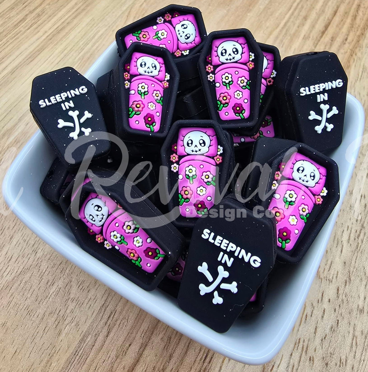 3D Cozy Coffin (Pink) - Silicone Focal Bead