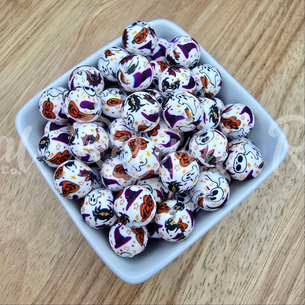 15mm Patterned Silicone Bead - Haunting Season