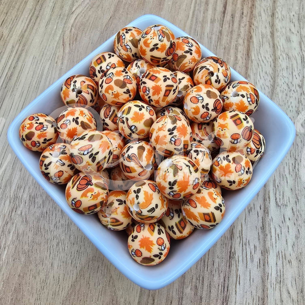 15mm Patterned Silicone Bead - Autumn Perks