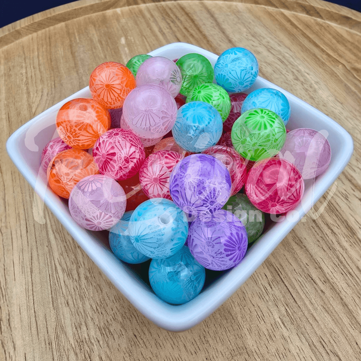 16mm Acrylic Beads - Firework Floral (Pack of 15)