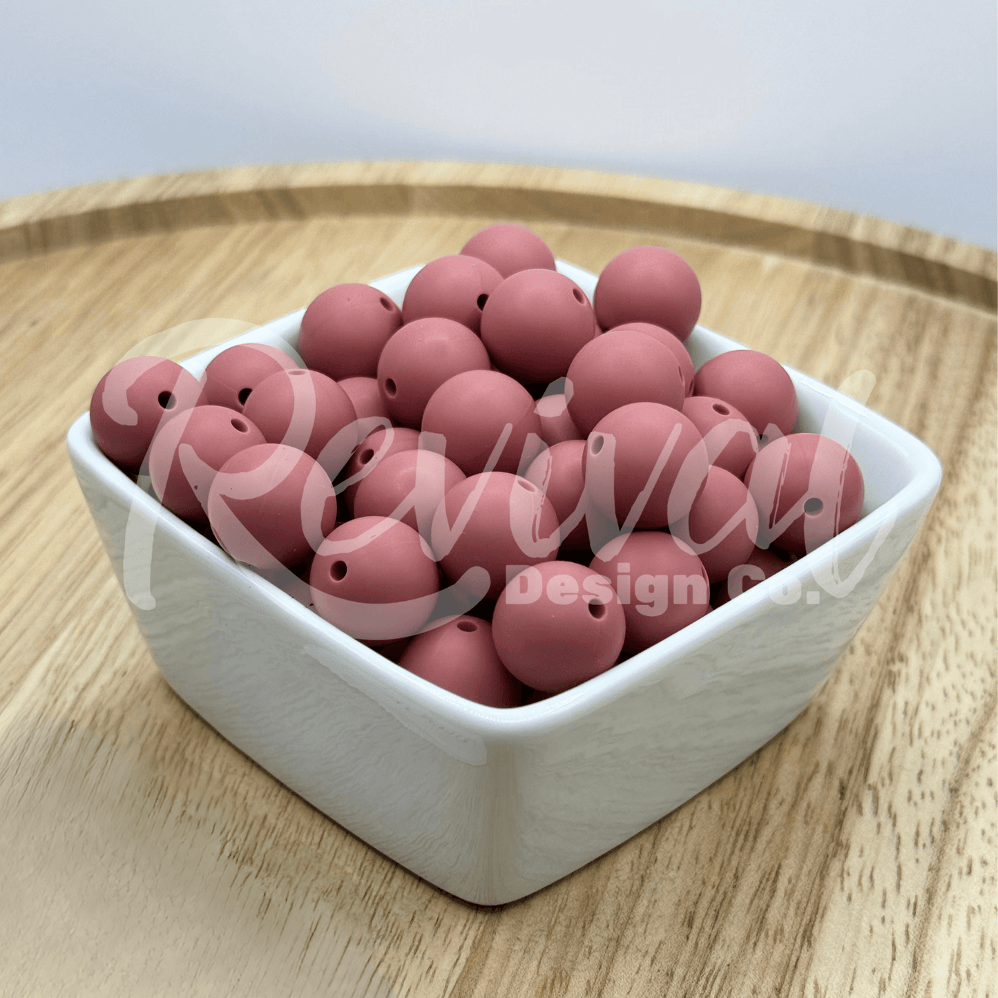 15mm Solid Color Silicone Bead - Burgundy Rose