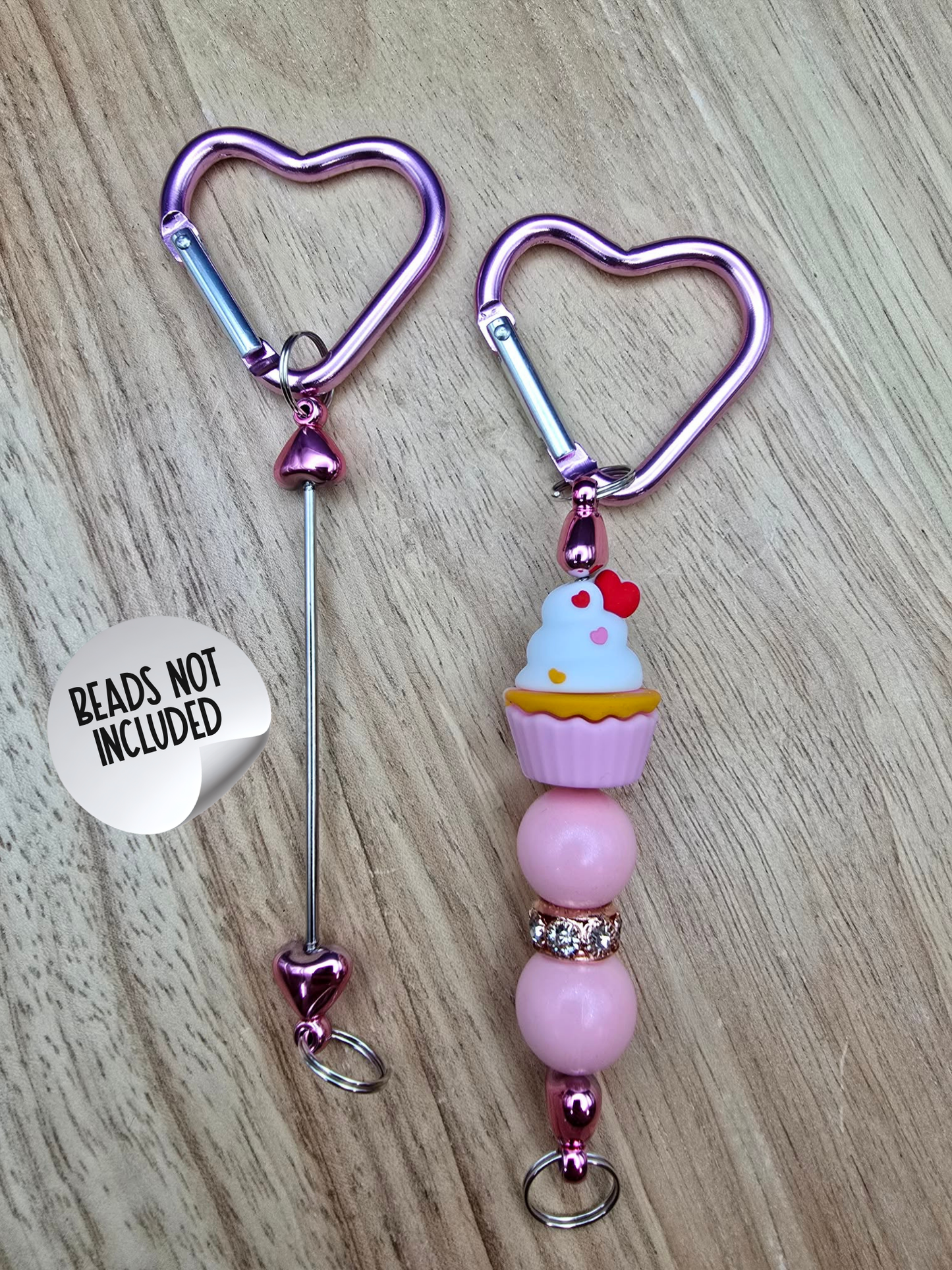 Beadable Heart Carabiners - Guava