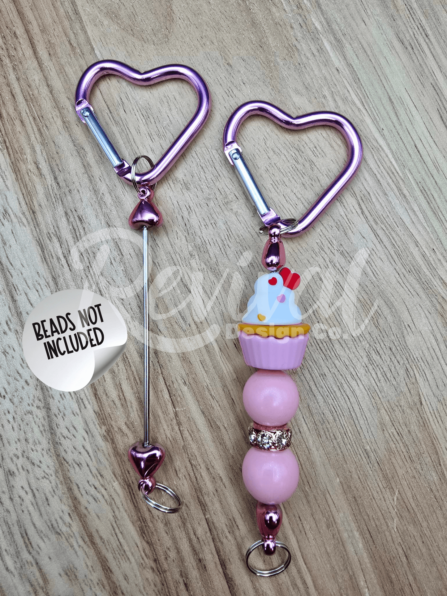 Beadable Heart Carabiners - Guava