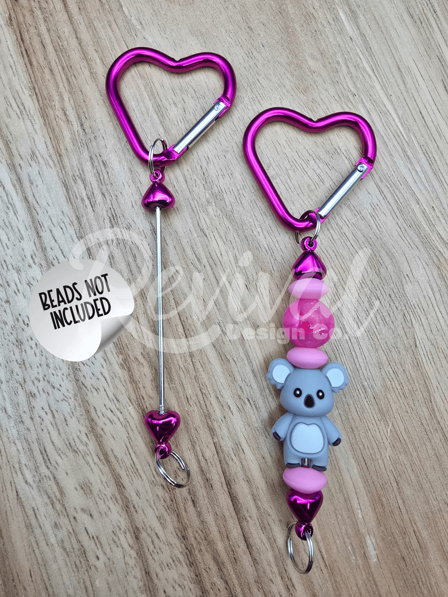 Beadable Heart Carabiners - Raspberry
