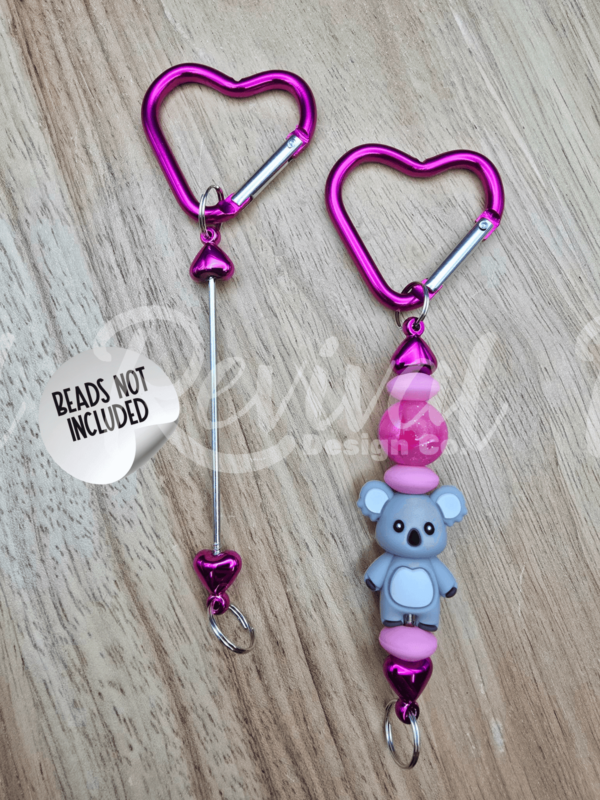Beadable Heart Carabiners - Raspberry