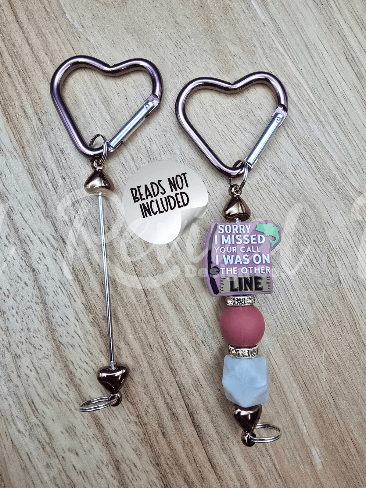 Beadable Heart Carabiners - Coconut