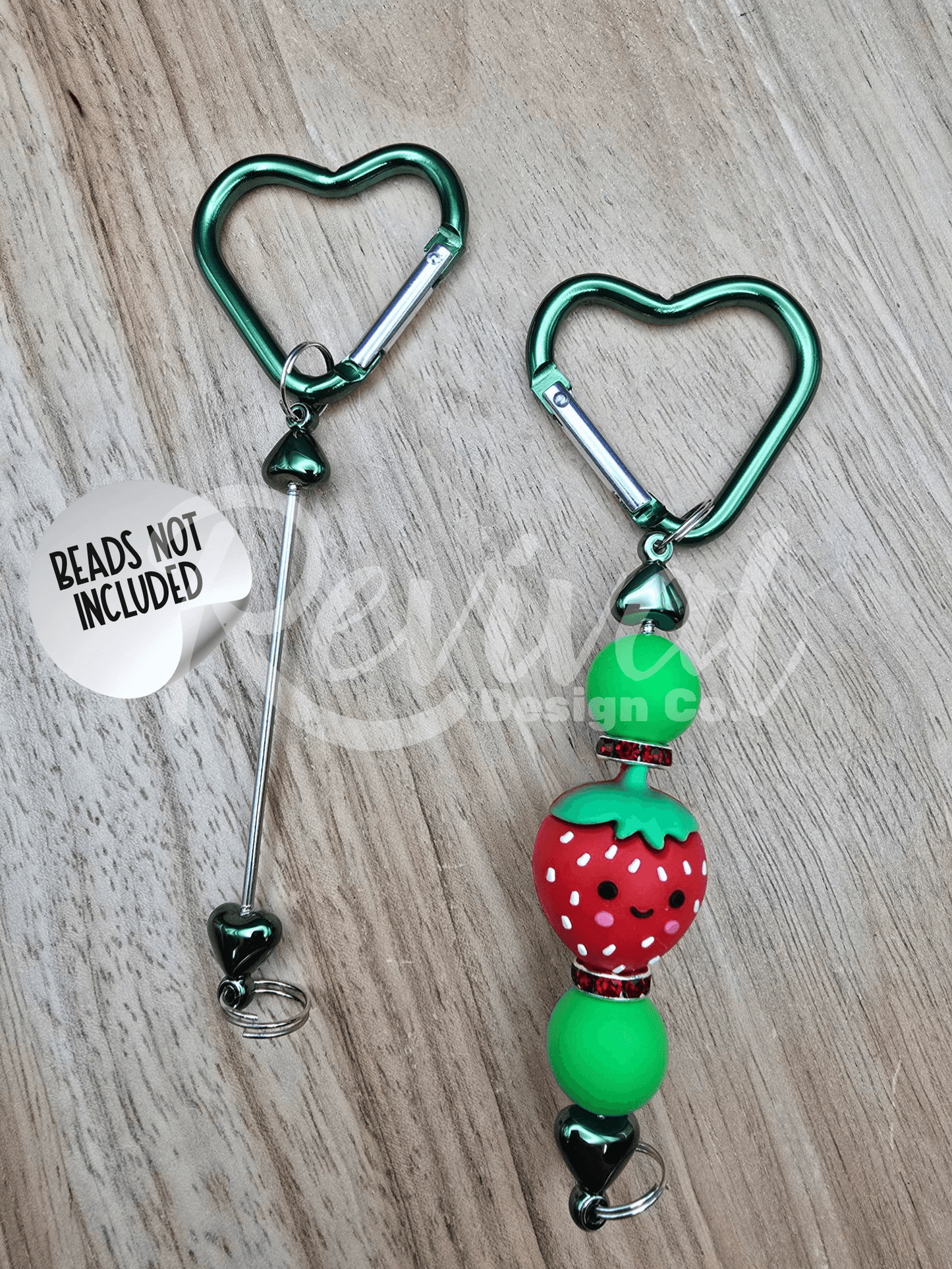Beadable Heart Carabiners - Kiwi