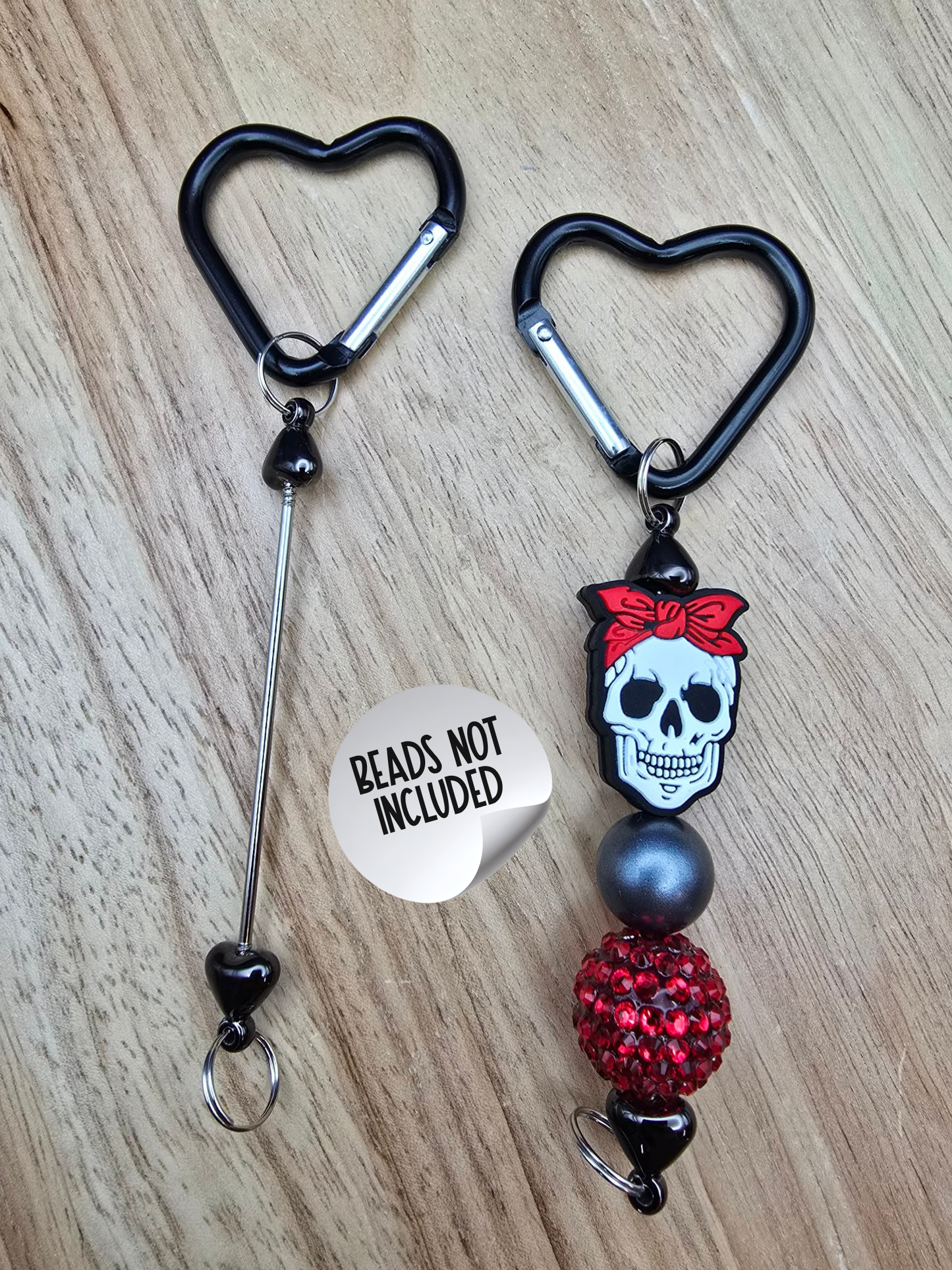 Beadable Heart Carabiners - Elderberry