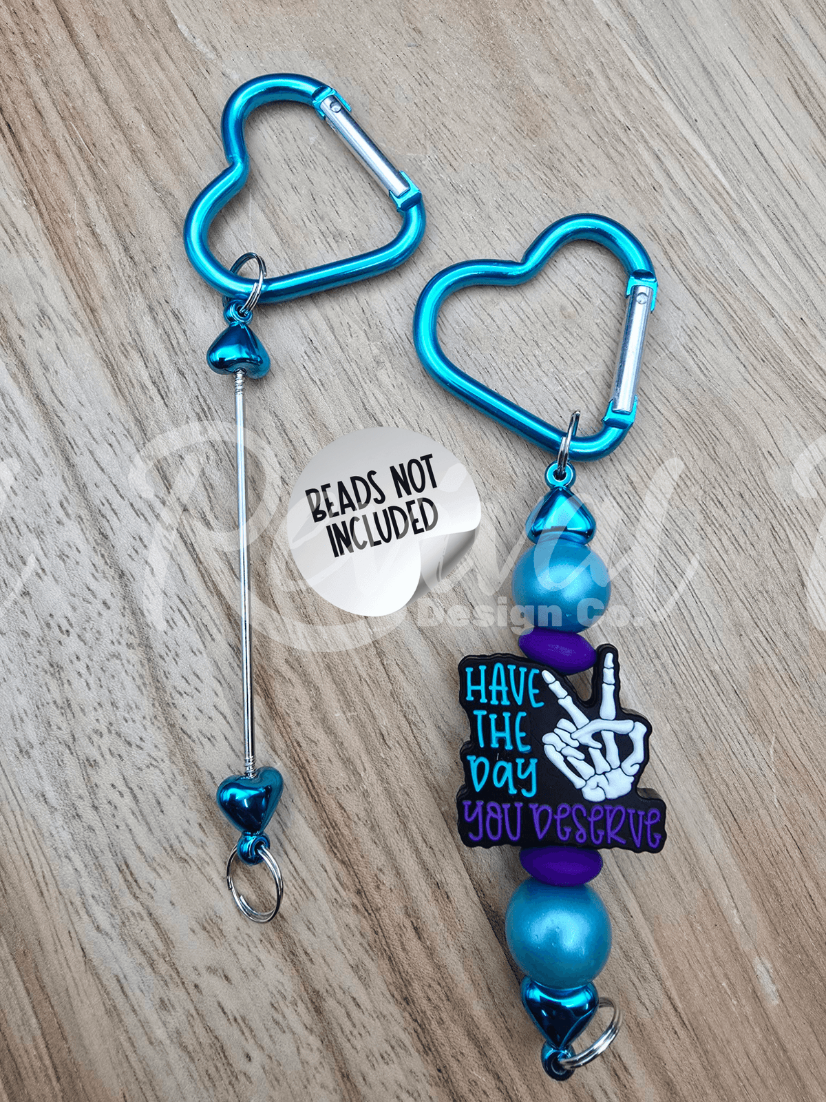 Beadable Heart Carabiners - Blue Raspberry