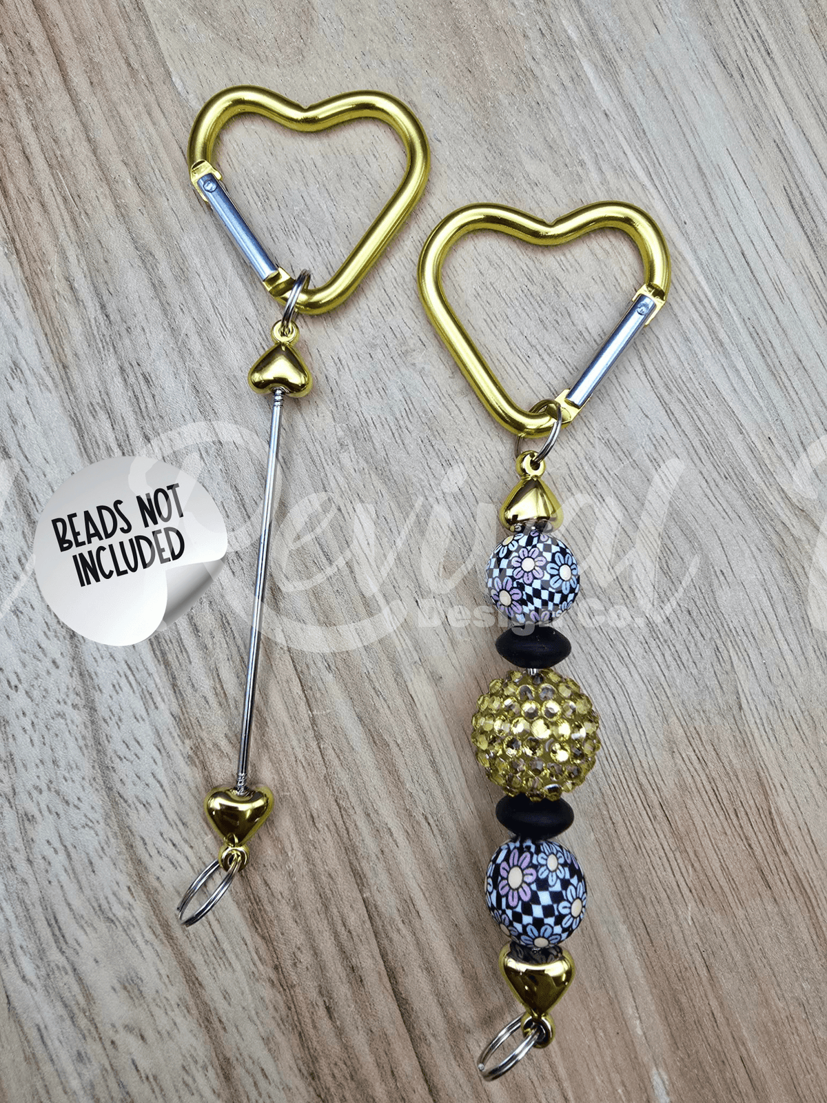 Beadable Heart Carabiners - Pineapple