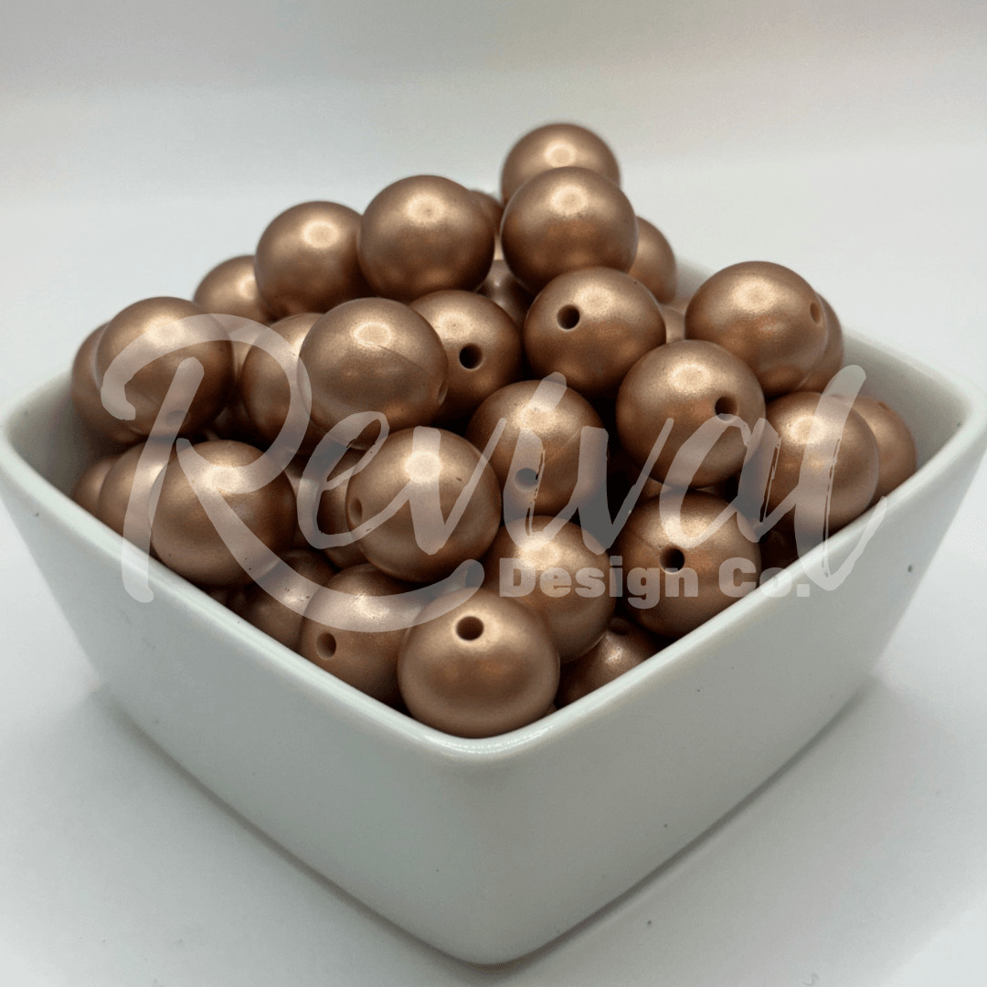 15mm Metallic Silicone Bead - Champagne