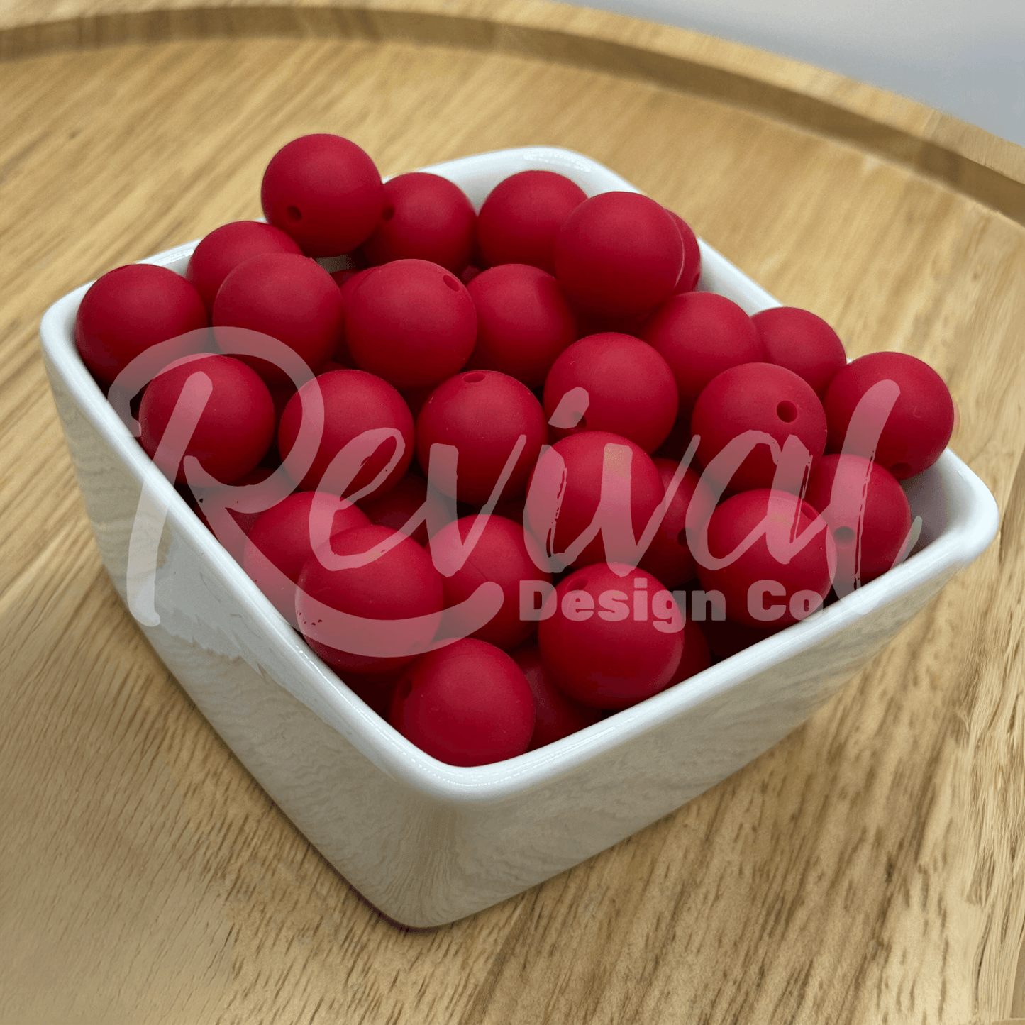 15mm Solid Color Silicone Bead - Classic Red