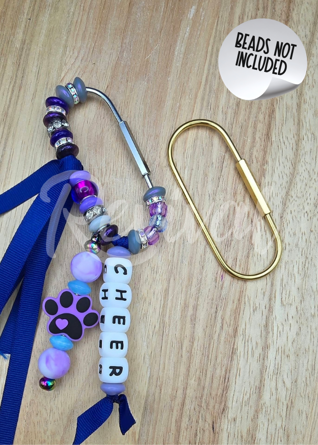 Beadable Bag Charm Bar - Carabiner Clip (33x88mm)