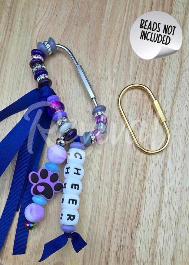 Beadable Bag Charm Bar - Carabiner Clip (30x60mm)