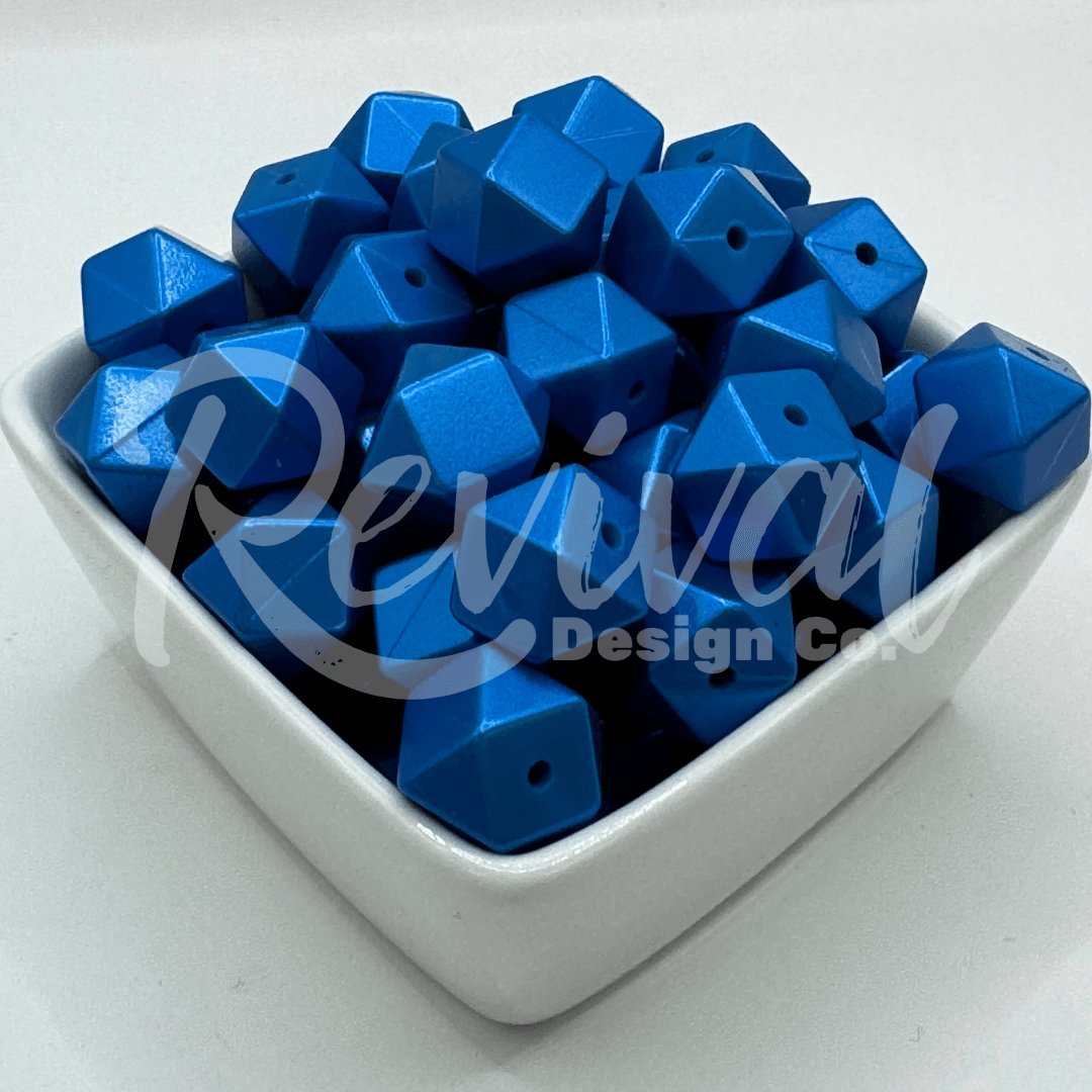 Cobalt - 14mm Metallic Silicone Hexagon