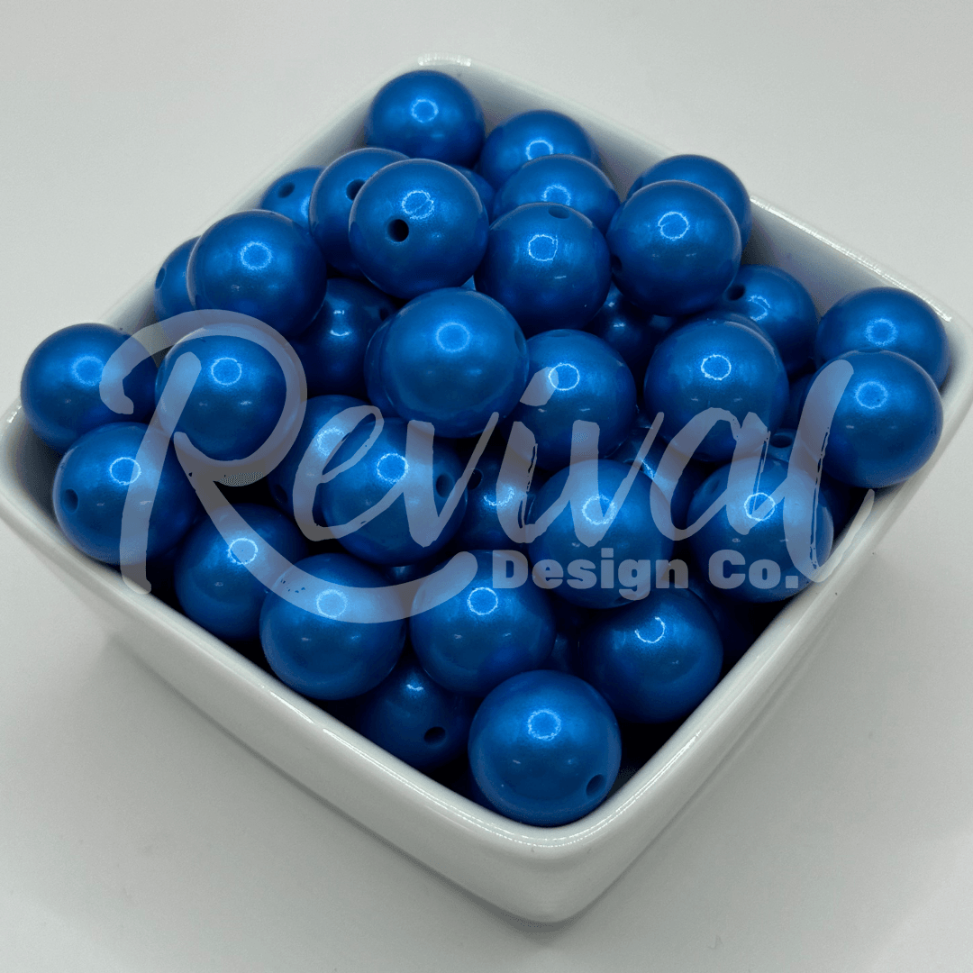 15mm Metallic Silicone Bead - Cobalt
