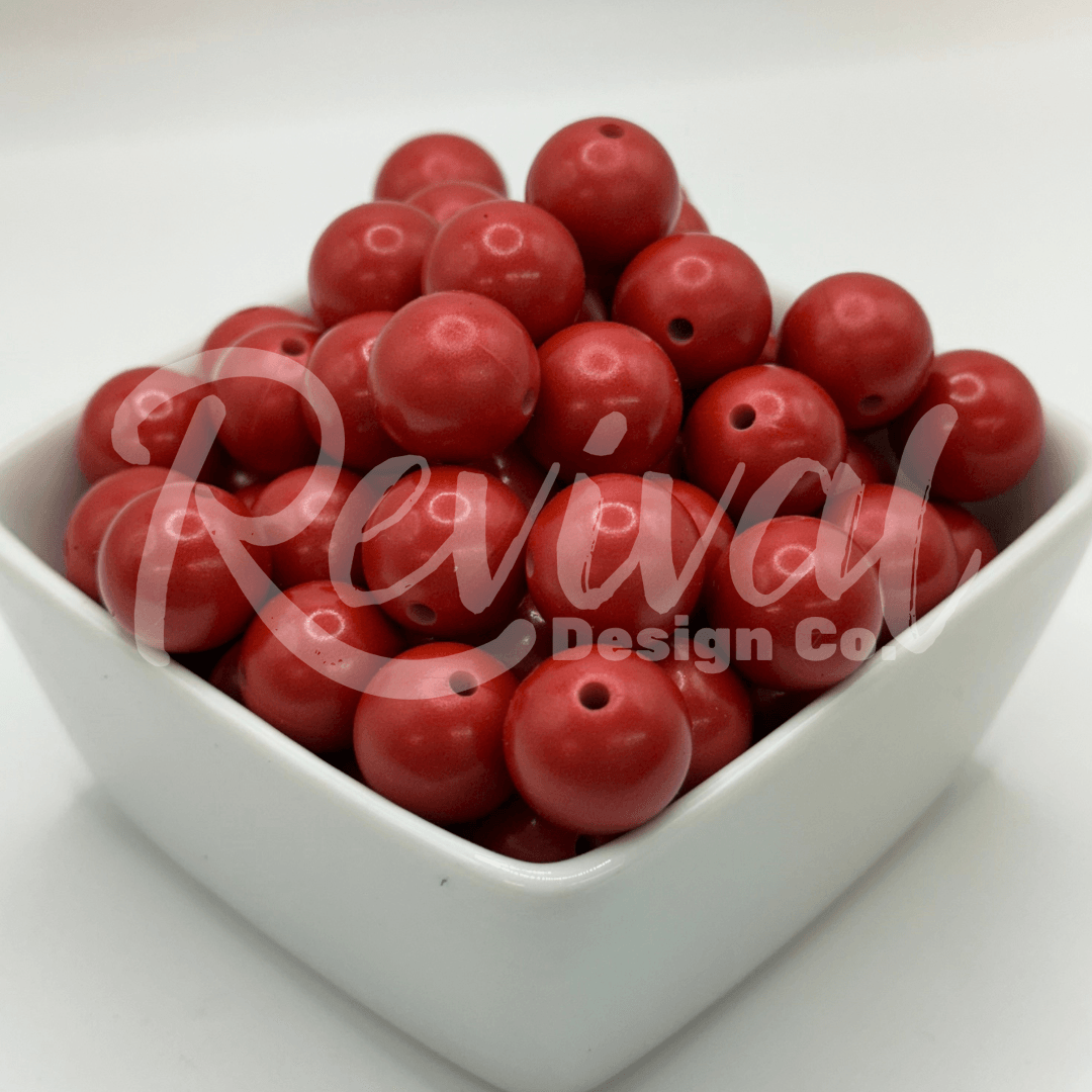 15mm Metallic Silicone Bead - Cranberry