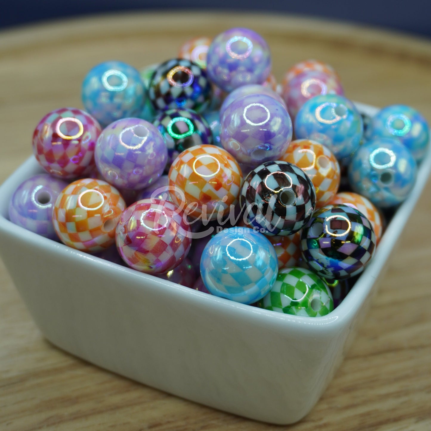 16mm Acrylic Beads- Checker (Pack of 25)