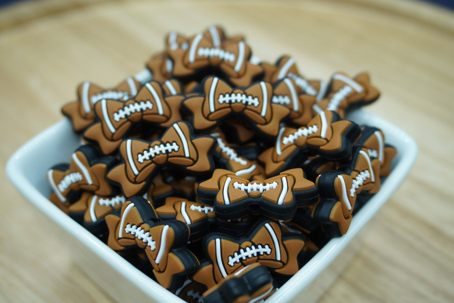 Football Bow - Silicone Focal Bead
