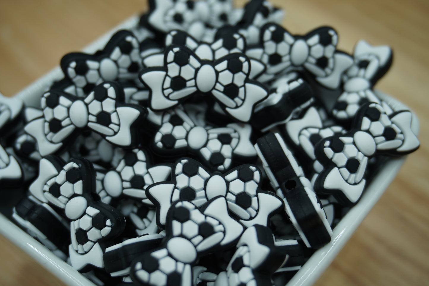 Soccer Ball Bow - Silicone Focal Bead