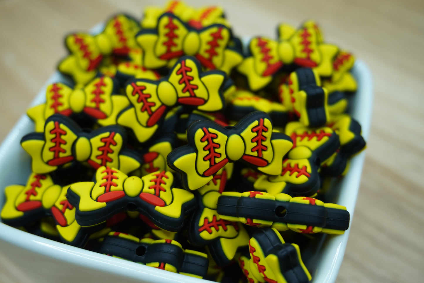 Softball Bow - Silicone Focal Bead