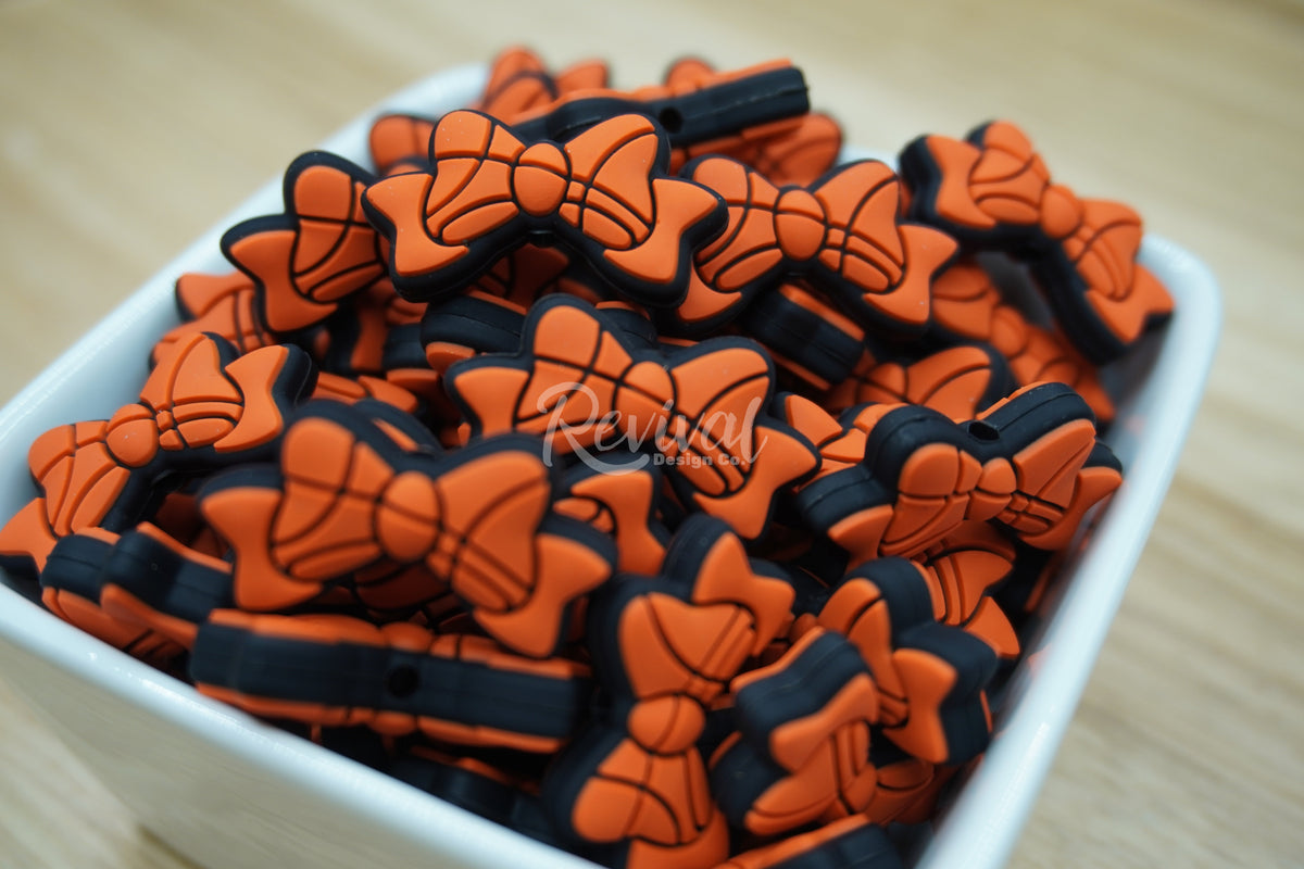 Basketball Bow - Silicone Focal Bead
