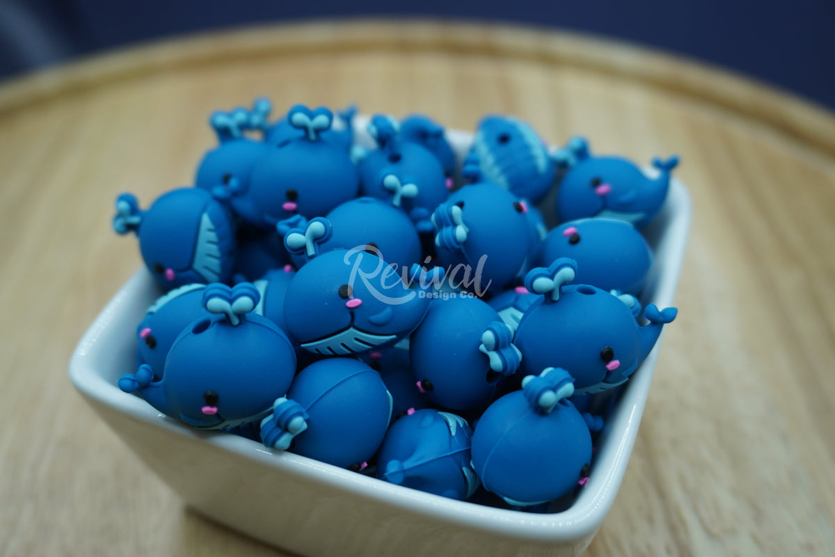 3D Willard the Whale - Silicone Focal Bead