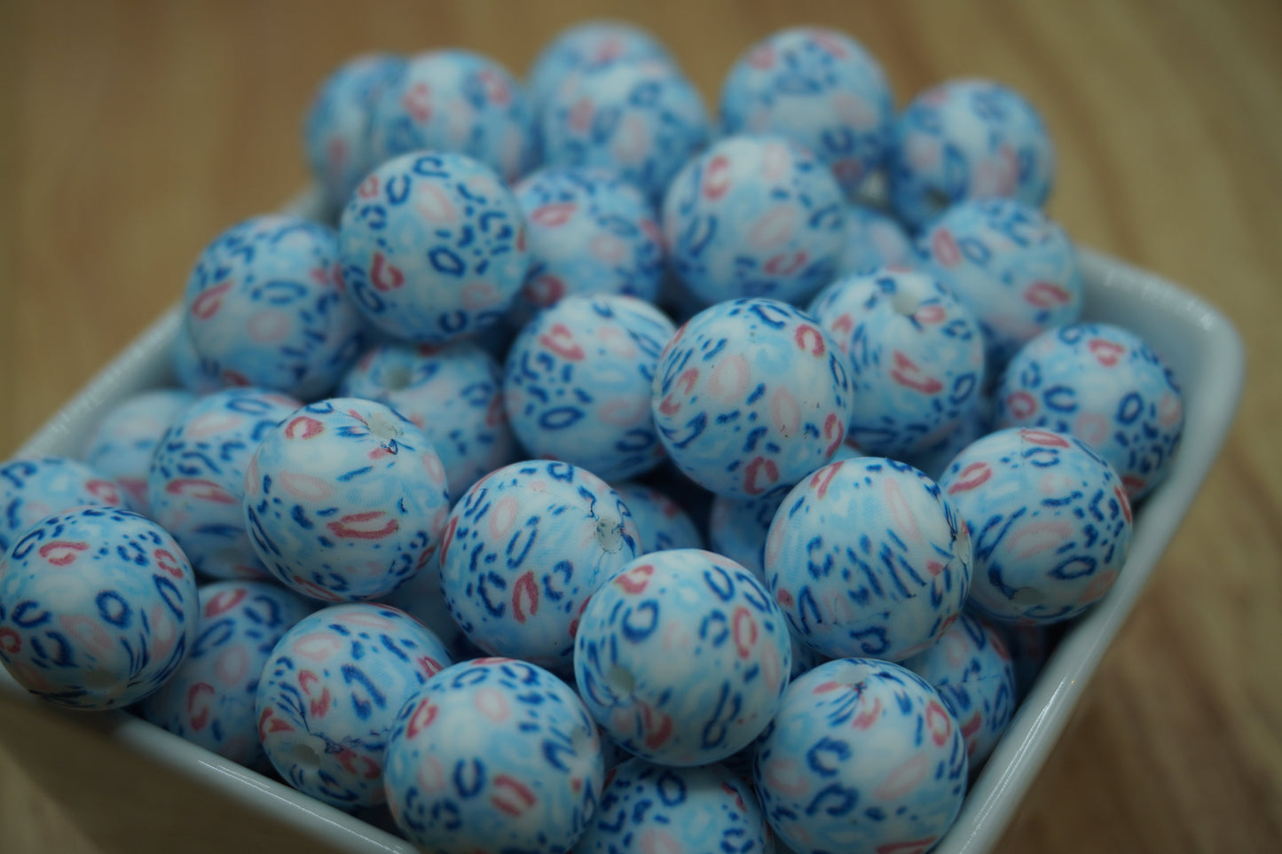 15mm Patterned Silicone Bead - Pastel Leopard