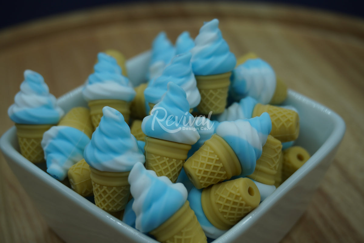 Revival Swirl 3D Ice Cream Cone - Silicone Focal Bead