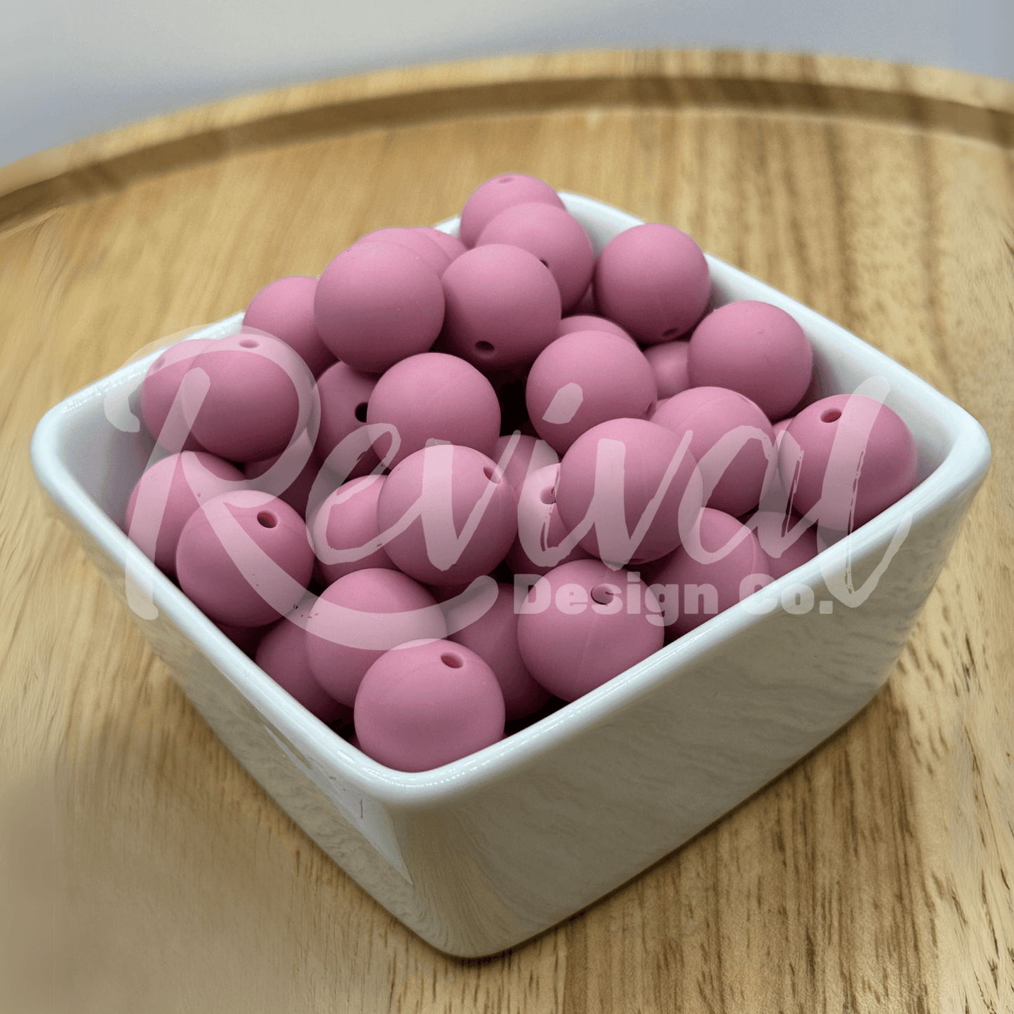 15mm Solid Color Silicone Bead - Dusty Blush