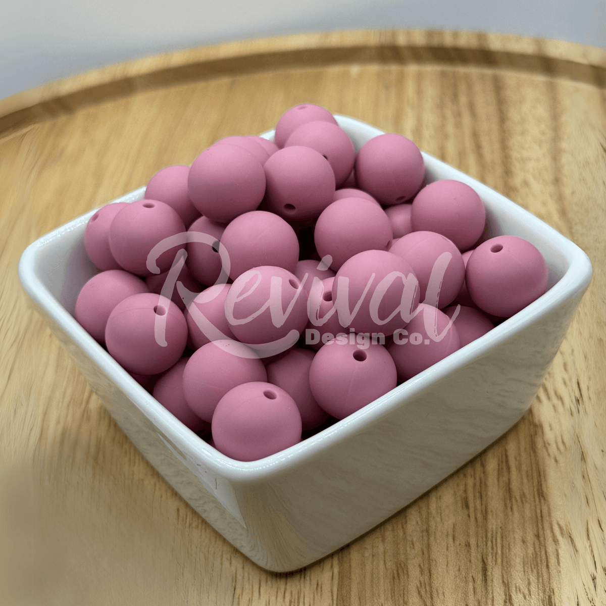 15mm Solid Color Silicone Bead - Dusty Blush