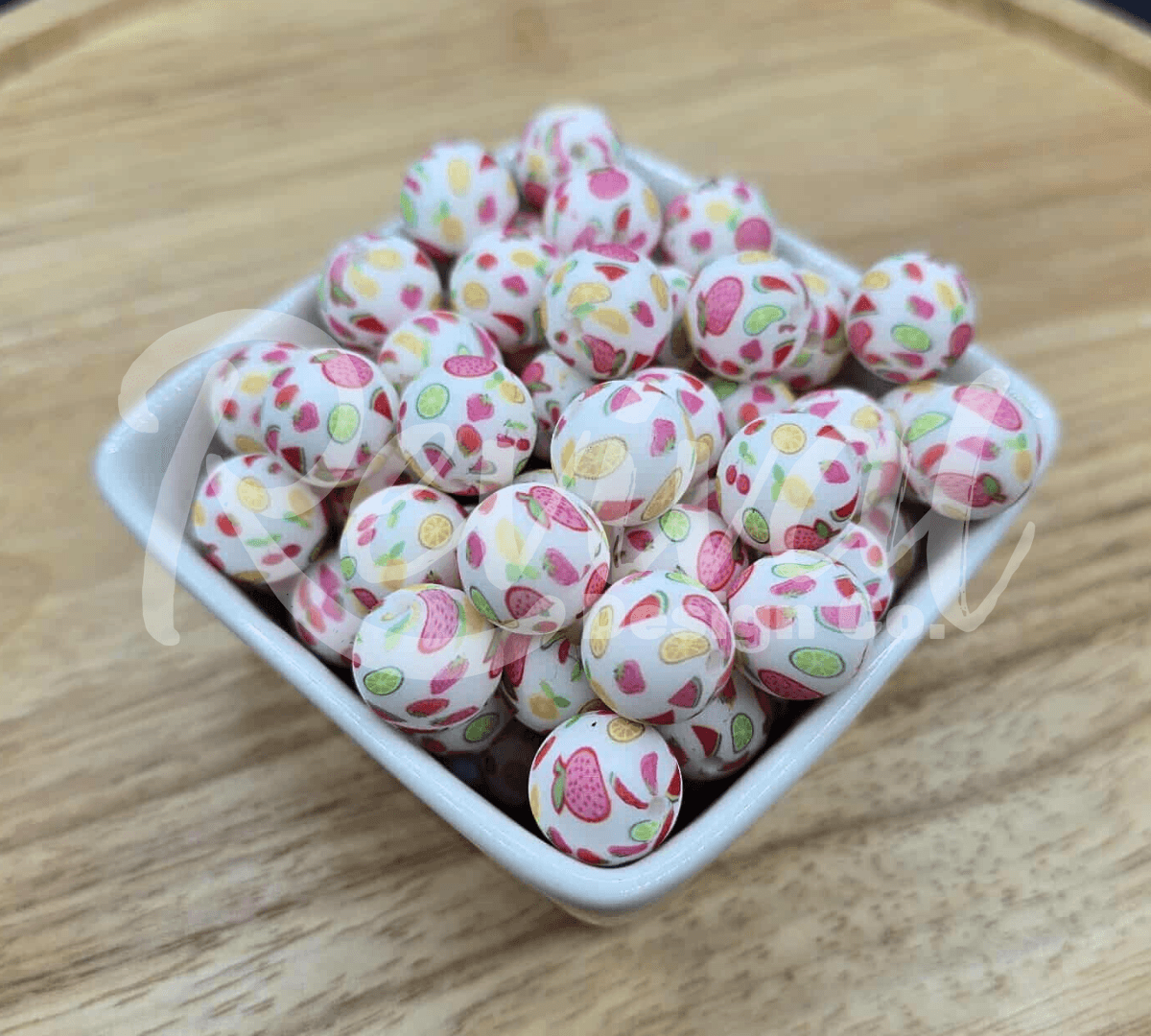*DISCONTINUING* 15mm Patterned Silicone Bead - Feelin' Fruity
