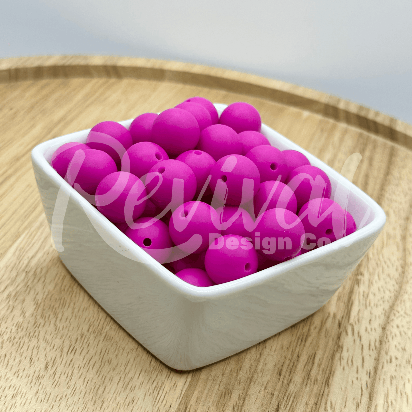 15mm Solid Color Silicone Bead - Fuchsia