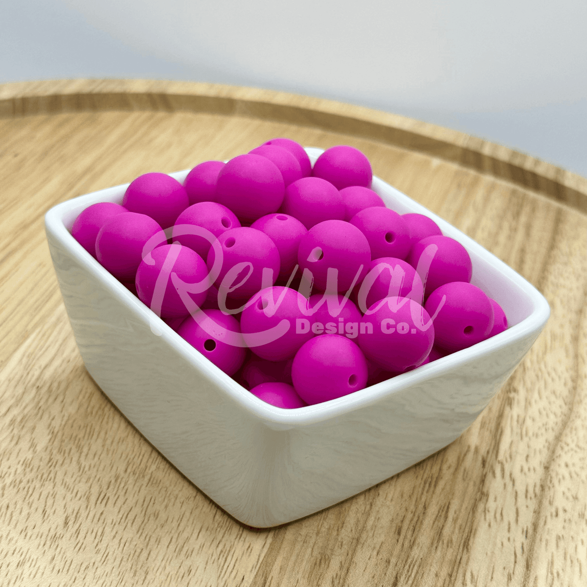 15mm Solid Color Silicone Bead - Fuchsia