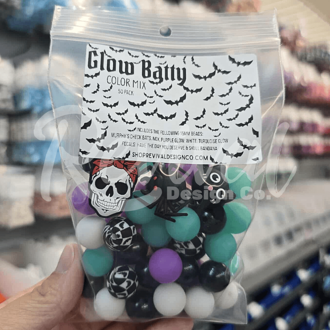 Glow Batty Color Mix - Focals & 15mm Silicone Beads - 50 Pack